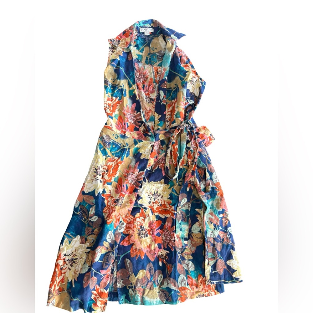 Pendleton Floral Blue and Orange Dress